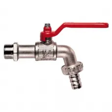 Шаровой кран латунный полнопроходной 1" НР со штуцером, ручка-рычаг, BVR-C, Danfoss 065B8202