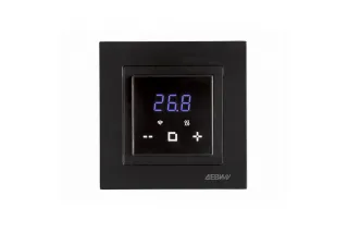 140F1069R — Терморегулятор ДЕВИ Classy c Wi-Fi черный, IP 21, размеры 84 x 84 x 50 мм, диапазон регулирования температуры 5...40 °С