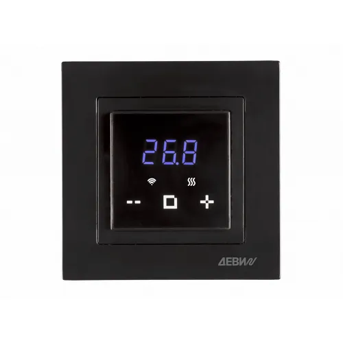 140F1069R — Терморегулятор ДЕВИ Classy c Wi-Fi черный, IP 21, размеры 84 x 84 x 50 мм, диапазон регулирования температуры 5...40 °С