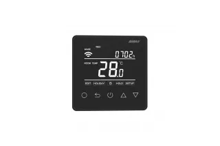 140F1143R — Терморегулятор ДЕВИ Prime c Wi-Fi черный IP 21, размеры 87 x 87 x 42 мм, диапазон регулирования температуры 5...40 °С